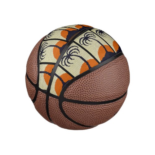 Tropical Palm Trees Sunrise Designer Crochet Print Mini Basketball