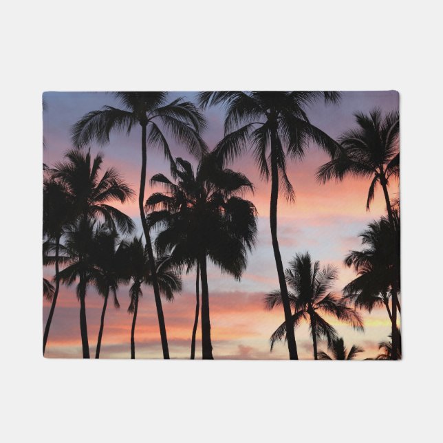 Tropical Palm Trees Sunset Doormat (Front)