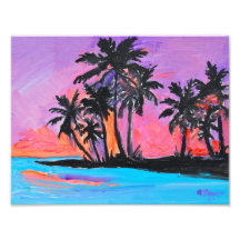 Tropical Palm Trees Sunset Silhouettes