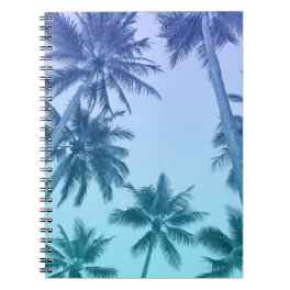 Tropical Palm Trees Teal Gradient Beach Notebook