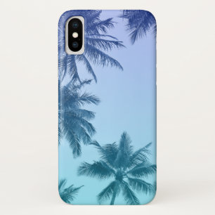 Tropical Palm Trees Teal Gradient Trendy iPhone X Case