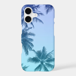 Tropical Palm Trees Teal Gradient Trendy iPhone 17 Case