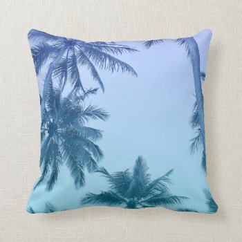 Tropical Palm Trees Teal Gradient Trendy Throw Pillow by whimsydesigns at Zazzle