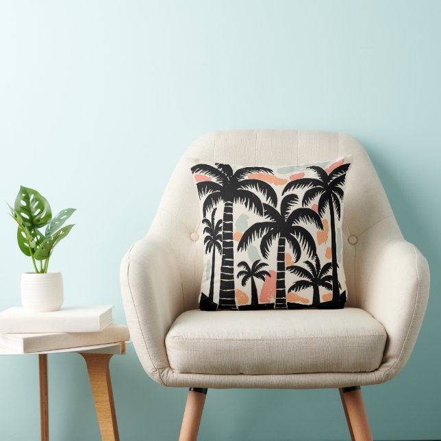 Tropical Palm Trees Throw Pillow (Chair)