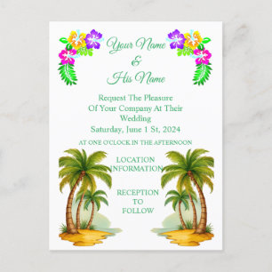 Tropical Palm Trees Thunder_Cove  Invitation Postcard