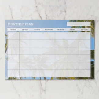 Tropical Palm Trees Undated Monthly Paper Pad