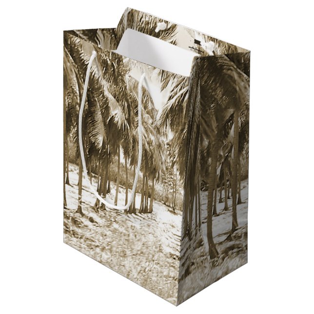 Tropical Palm Trees Vintage Medium Gift Bag (Front Angled)
