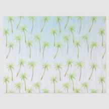Tropical Palm Trees Watercolor blue ombre