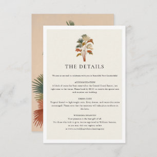 Tropical Palm Trees Watercolor Pastel Boho Wedding Enclosure Card