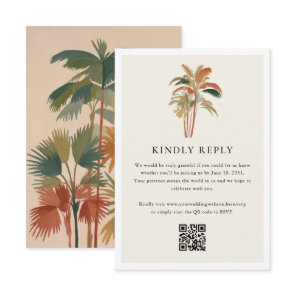 Tropical Palm Trees Watercolor Pastel Boho Wedding RSVP Card