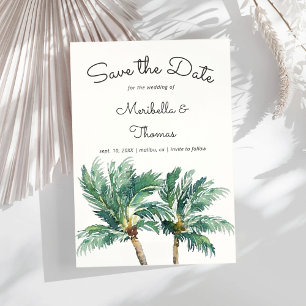 Tropical Palm Trees Watercolor Wedding Save The Date