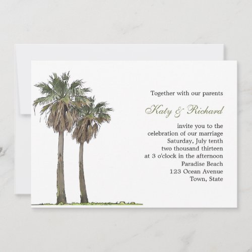 Tropical Palm Trees Wedding Invitation