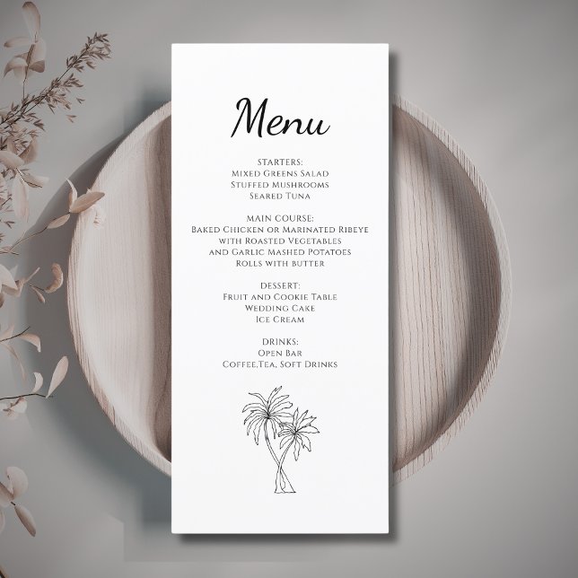 Tropical Palm Trees Wedding Reception Dinner Menu (Creator Uploaded)