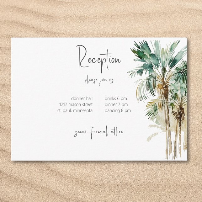 Tropical Palm Trees Wedding Reception Enclosure Card (Tropical Palm Trees Wedding Reception Enclosure Card)