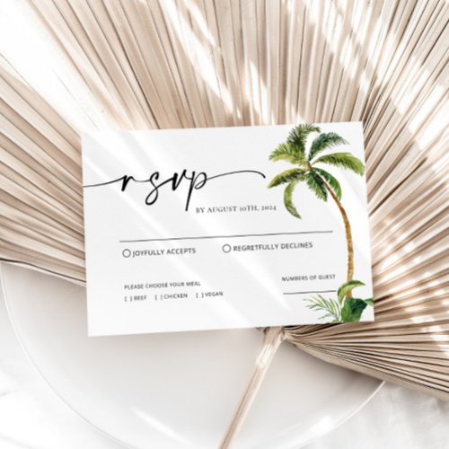 Tropical Palm Trees Wedding RSVP Card