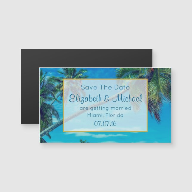 Tropical Palm Trees Wedding Save The Date (Front/Back)