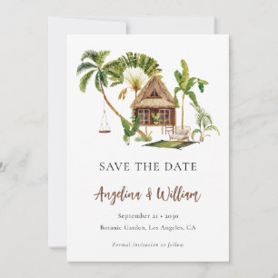 Tropical Palm Trees Wedding Save the Date Invitation