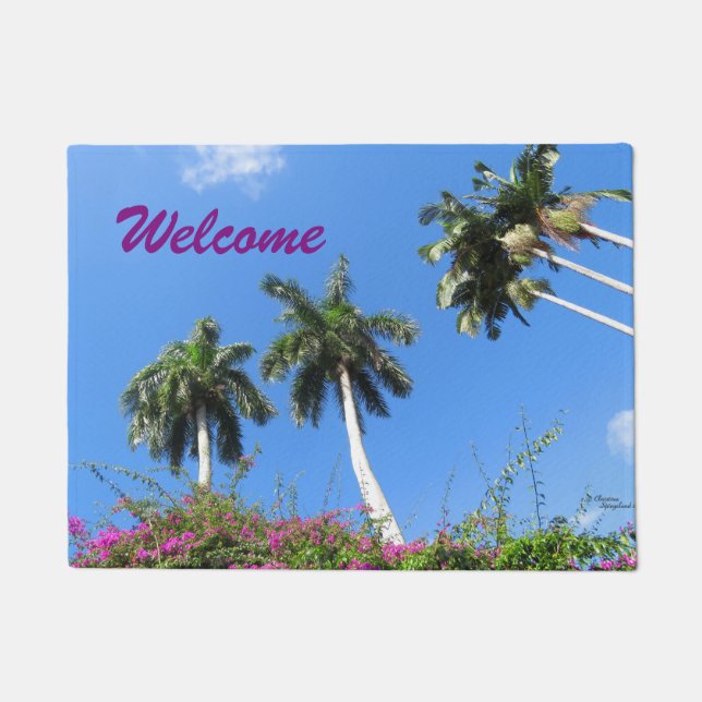 Tropical Palm trees Welcome Doormat (Front)