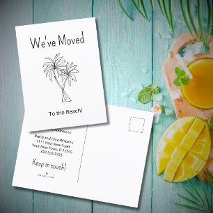 Tropical Palm Trees We've Moved Beach Moving Announcement Postcard