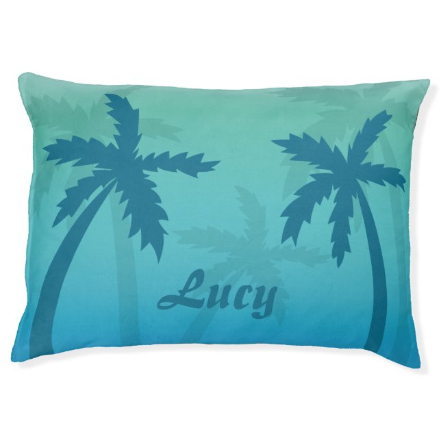 Tropical Palm Trees With Pet's Own Name Pet Bed (Front)