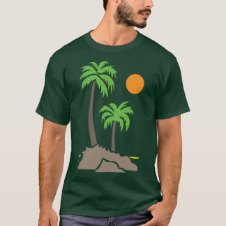 Tropical palm trees with sun on a small island iso T-Shirt