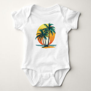 Tropical Palm Trees with Vibrant Sunset Baby Bodysuit