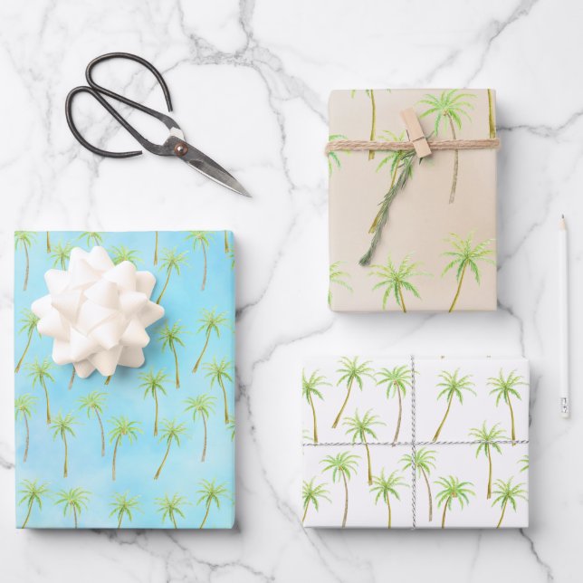 Tropical Palm Trees Wrapping Paper Sheets (Front)