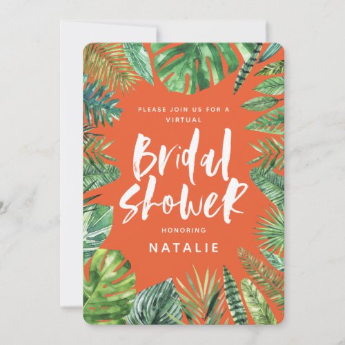 Tropical palm virtual Bridal shower invitation