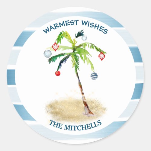 Tropical Palm Warm Wishes Holiday Envelope Seals