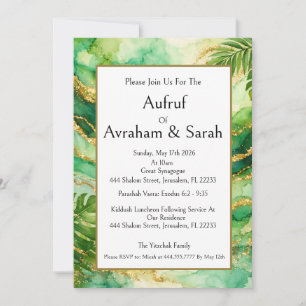 Tropical Palm Watercolor, Aufruf Jewish, Green Invitation