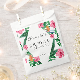 Tropical Palm Watercolor Geometric Bridal Shower Favor Bag