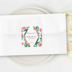 Tropical Palm Watercolor Geometric Bridal Shower Square Sticker