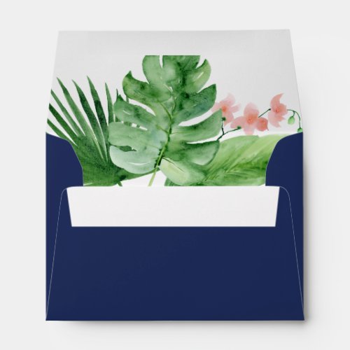 Tropical Palm Watercolor Geometric Wedding Luau Envelope