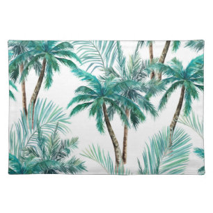 Tropical Palm: Watercolor Jungle Pattern. Cloth Placemat