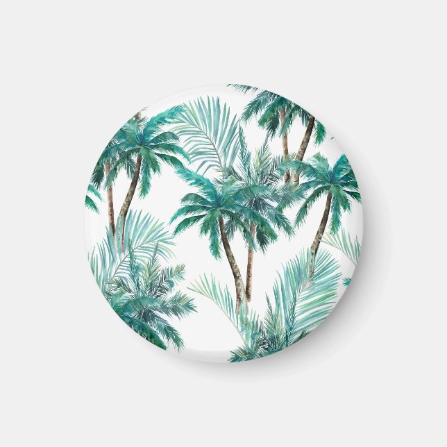 Tropical Palm: Watercolor Jungle Pattern. Magnet (Front)