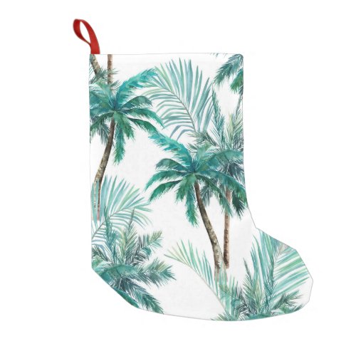 Tropical Palm Watercolor Jungle Pattern Small Christmas Stocking