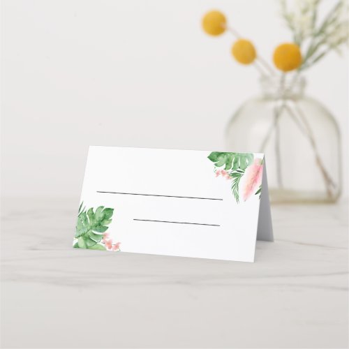 Tropical Palm Watercolor Wedding Place Card