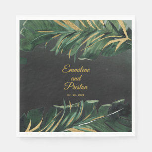 Tropical Palm Wedding 6" Square Luncheon Napkins