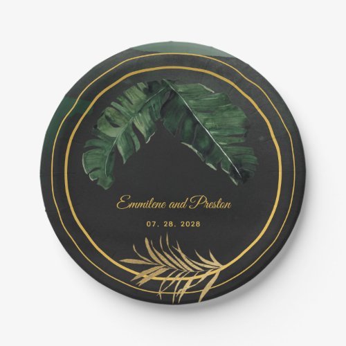 Tropical Palm Wedding 7 Inch Luncheon Paper Plates