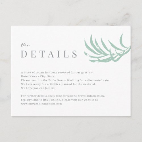 Tropical Palm Wedding Details Enclosure Card