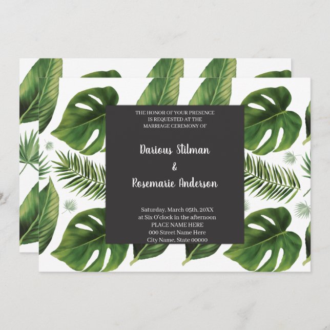 Tropical Palm Wedding Invitation (Front/Back)