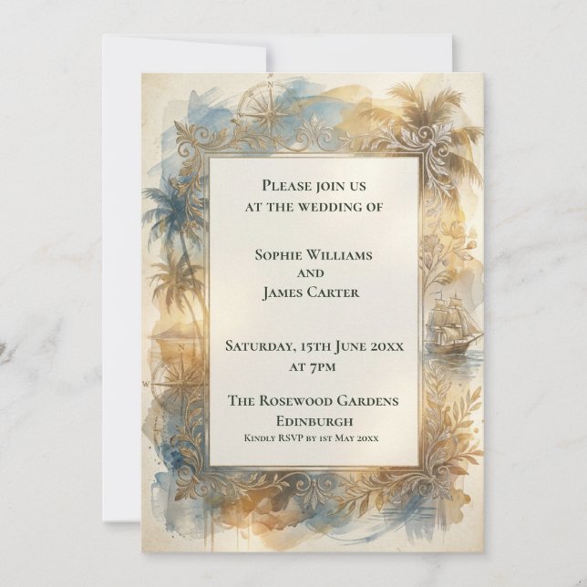 Tropical Palm Wedding Invitation (Front)