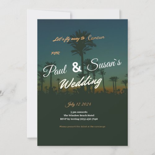 Tropical Palm Wedding Invitation