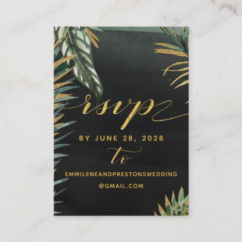 Tropical Palm Wedding Online RSVP  Details Mighty Business Card