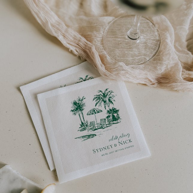 Tropical Palm Wedding Personalized Napkins (Creator Uploaded)