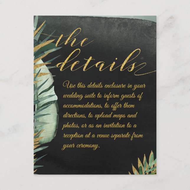 Tropical Palm Wedding The Details Enclosure Card (Front)