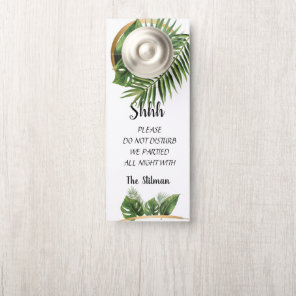 Tropical Palm Wedding Welcome Door Hanger