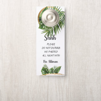 Tropical Palm Wedding Welcome Door Hanger