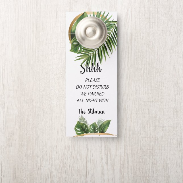 Tropical Palm Wedding Welcome Door Hanger (On Knob)