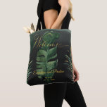 Tropical Palm Wedding Welcome Guest Gift Tote Bag<br><div class="desc">A great way to thank you guests for coming all this way to your destination wedding. Fill the tote with favors and gifts that will commemorate your wedding for years to come. The tote theme: An elegant watercolor painted tropical wedding welcome tote featuring a dramatic black watercolor wash backdrop with...</div>